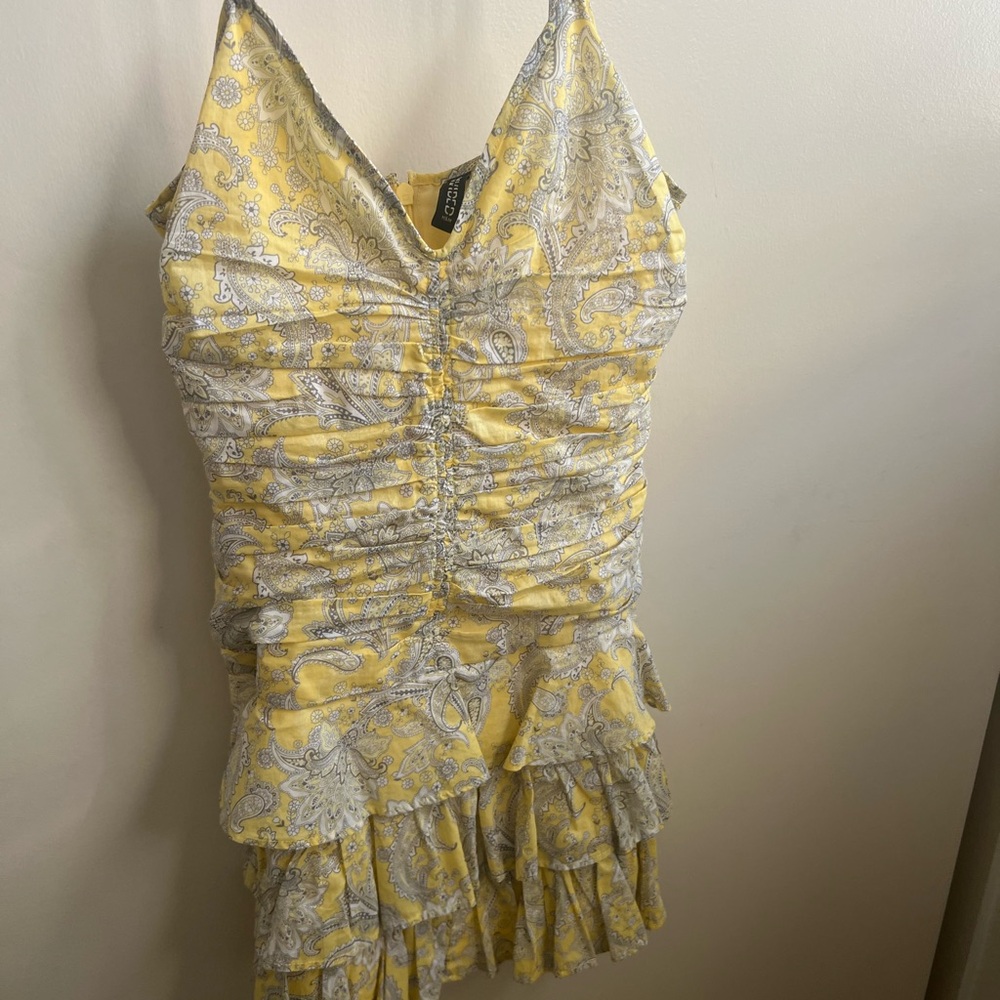 H&M Yellow and Gray Paisley Dress